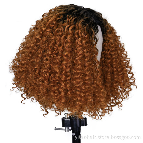 Afro Curly Synthetic Hair Bob Wig Black Ombre Brown blonde Curly bob Wigs Short Curly Fluffy  afro wig synthetic hair vendor
